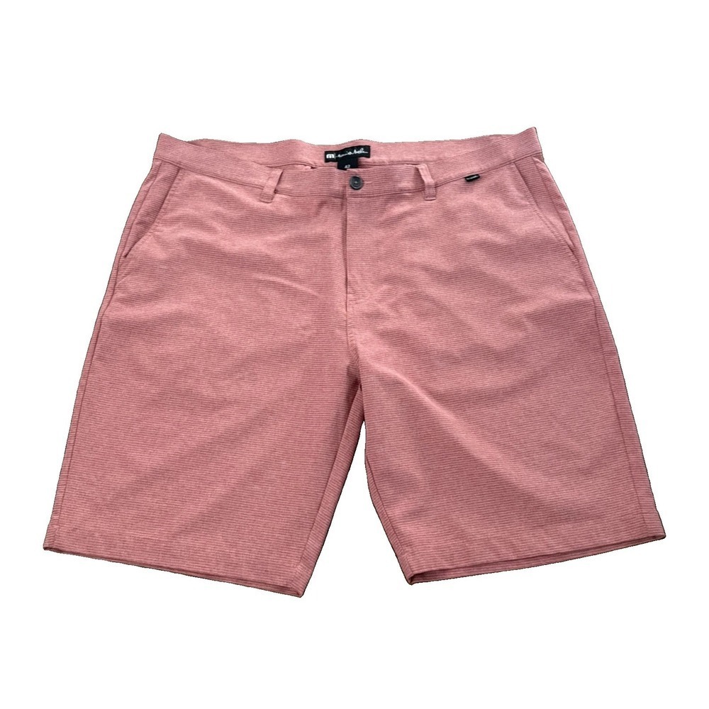 Travis Mathew Mens Golf Shorts Sz 42 Stretch Red Performance 4 Pocket Flat Front